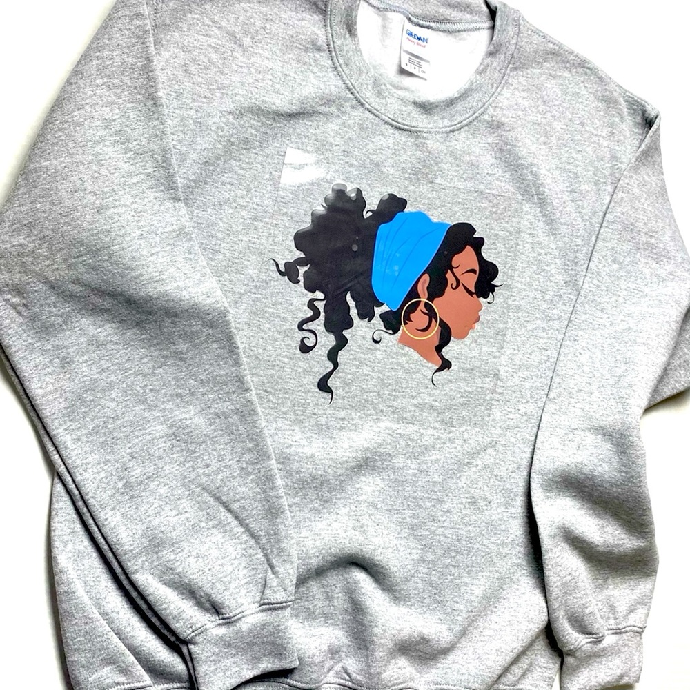 Ladies cute gray sweatshirt with a brown girl pic. - Picture 7 of 7